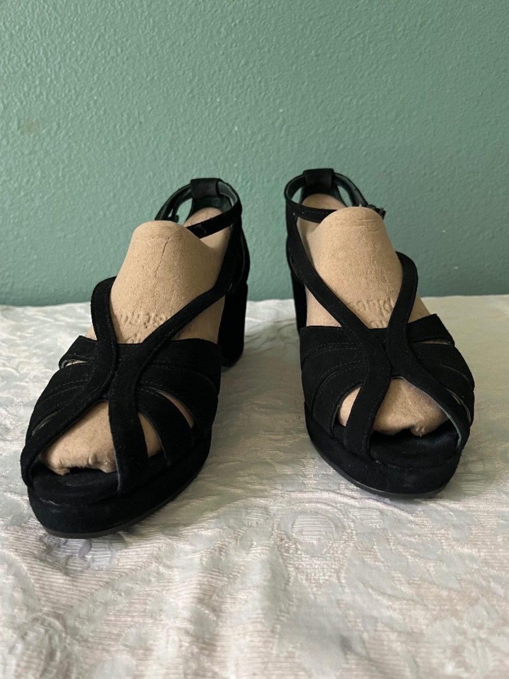 Donald J. Pilner Black Nubuck Dressy Wedge Sandals   Worn Twice  Size 7 - Picture 2 of 12